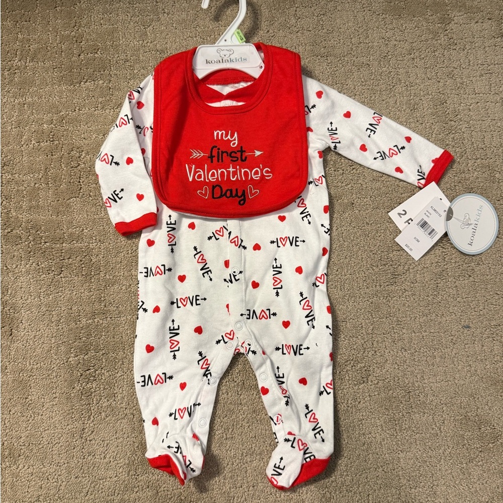 Koala Kids Valentine's Day Footie - Red and White